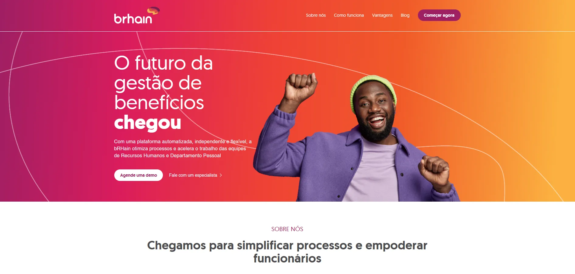 Página do bRHain, plataforma de RH e departamento pessoal