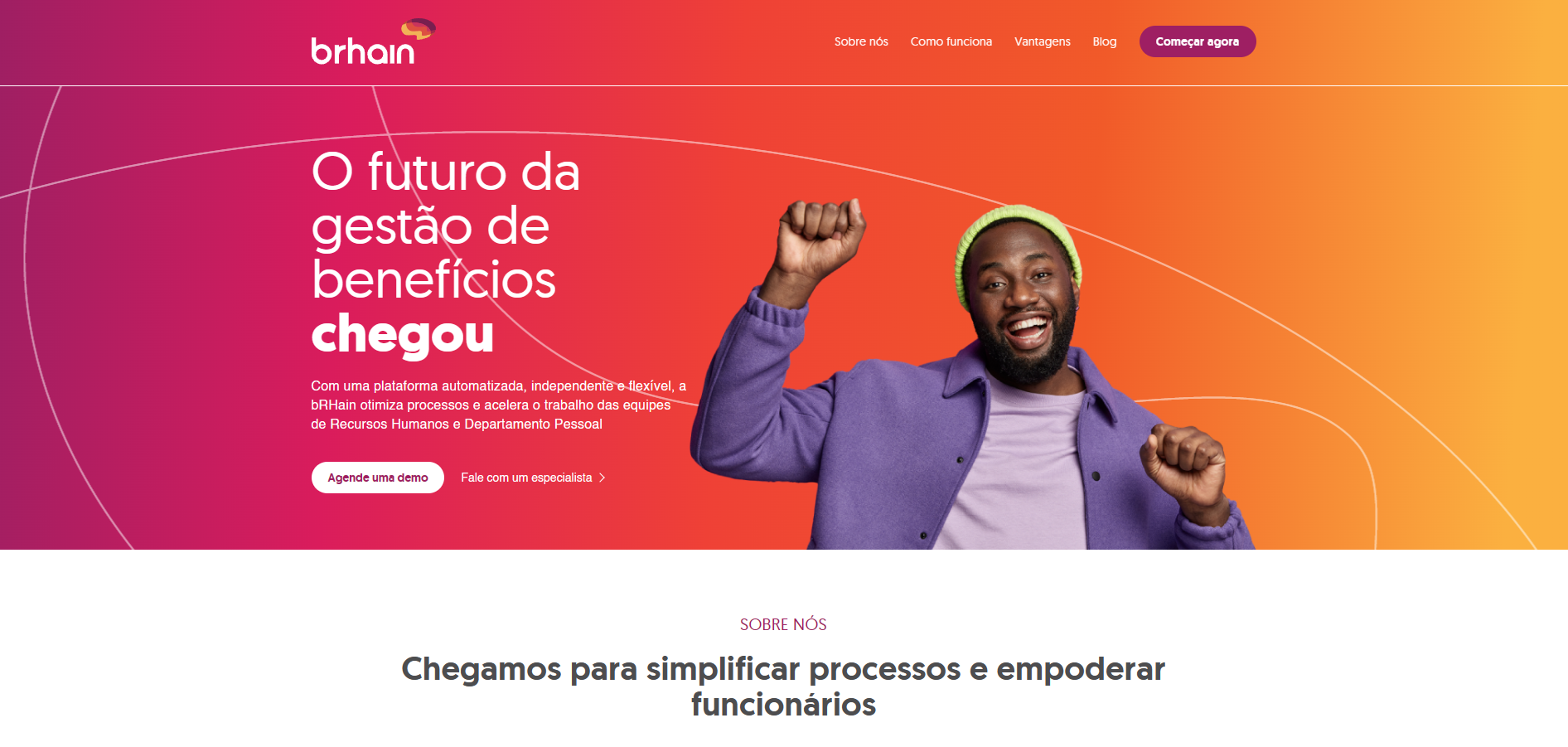 Página do bRHain, plataforma de RH e departamento pessoal