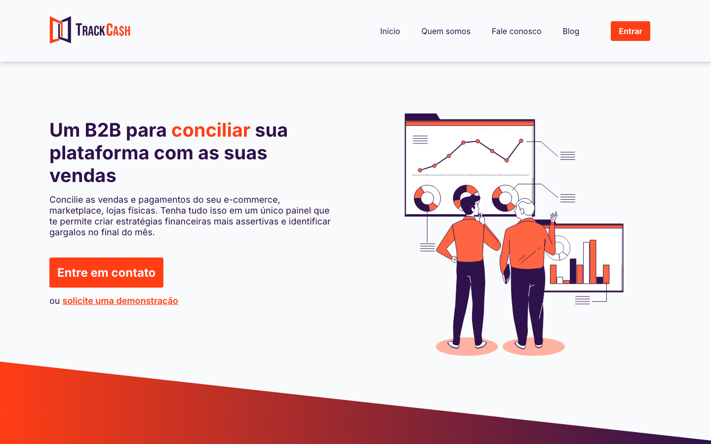 Site da TrackCash, plataforma de conciliação financeira