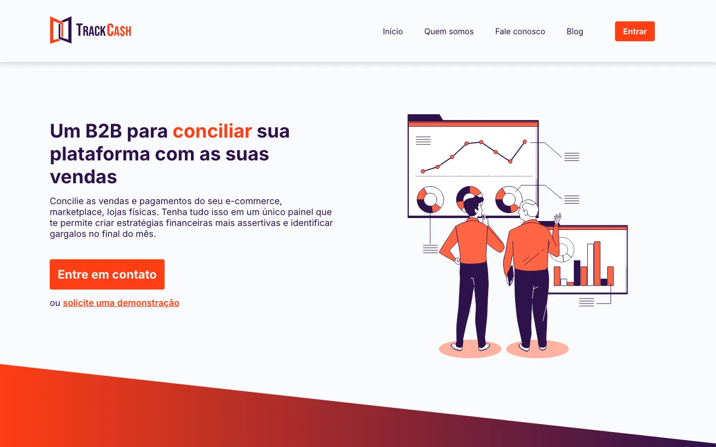 Site da TrackCash, plataforma de conciliação financeira
